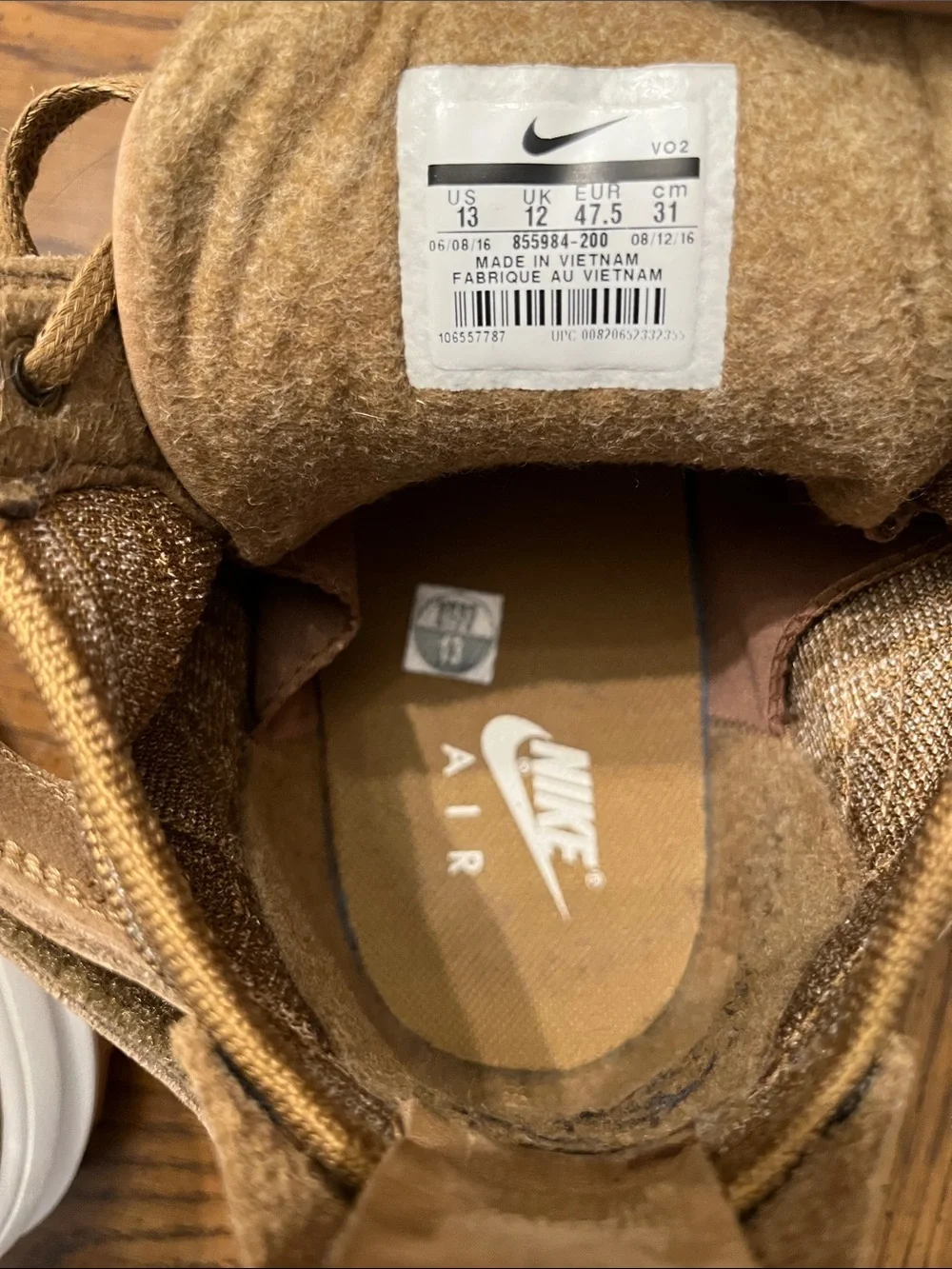 Nike Lunar Force 1 Flyknit Workboots in flax, size 13